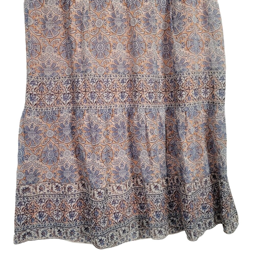 Joie Size S Skirt Silk Tiered Flowy Pastel Floral Lined Maxi Long Peach Blue - Picture 4 of 8